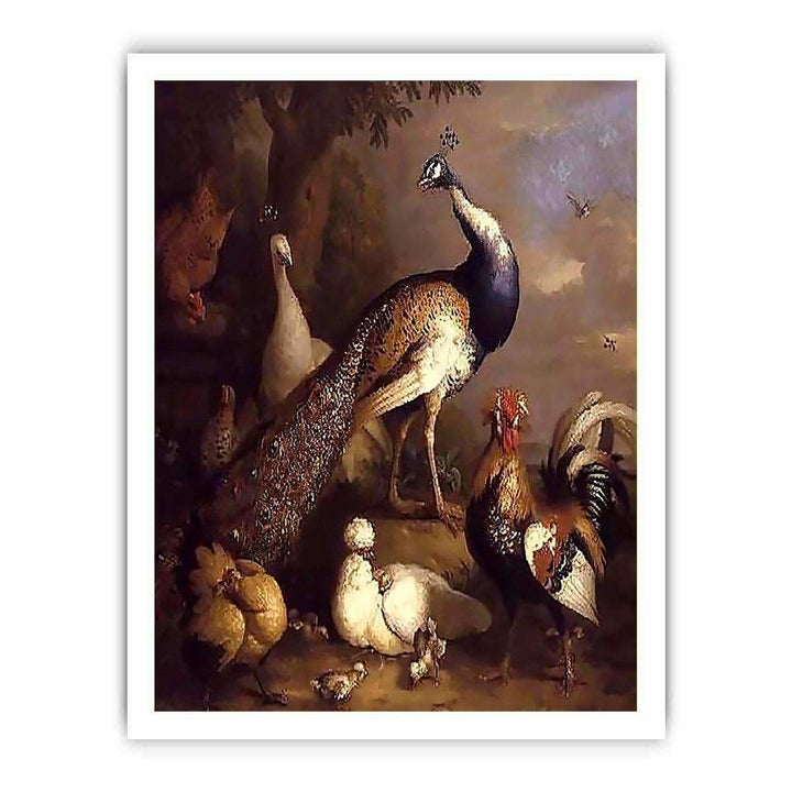 Peacock, Peahen and Poultry in a Landscape