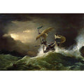 A First rate Man-of-War driven onto a reef of rocks, floundering in a gale