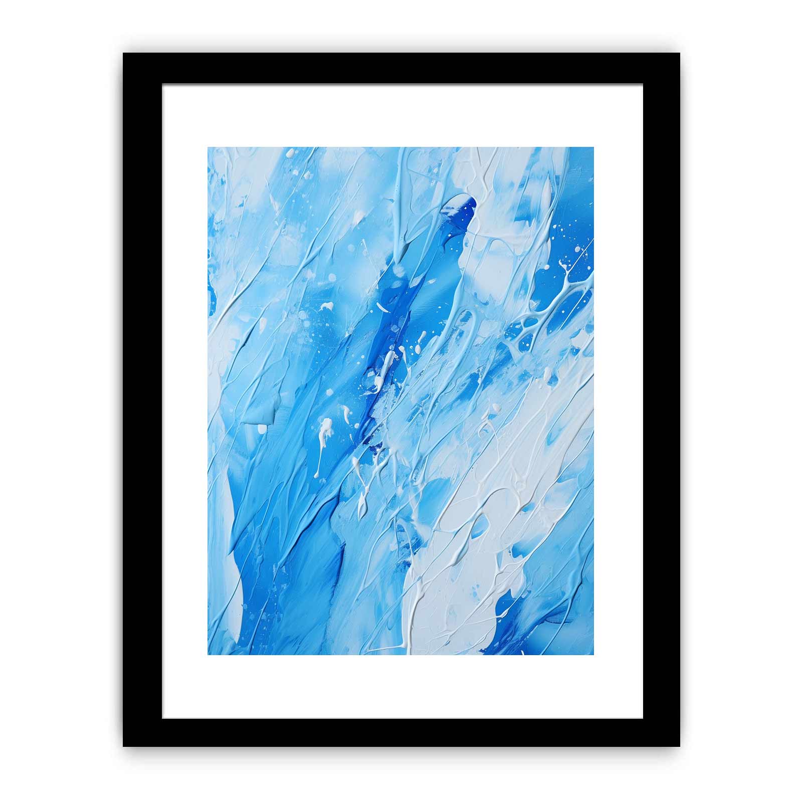 Blue White Drip Painting