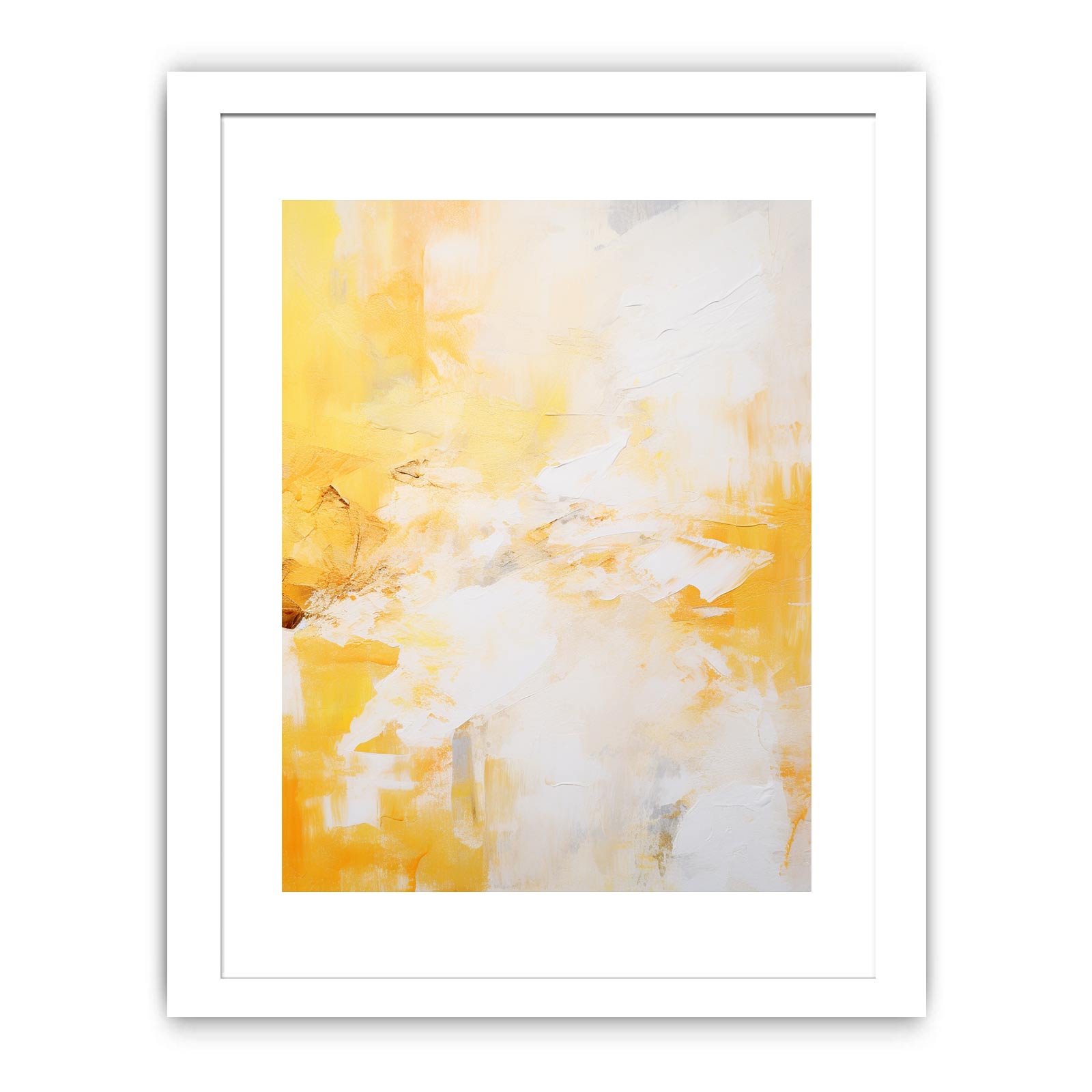 White Yellow Abstract Painting
