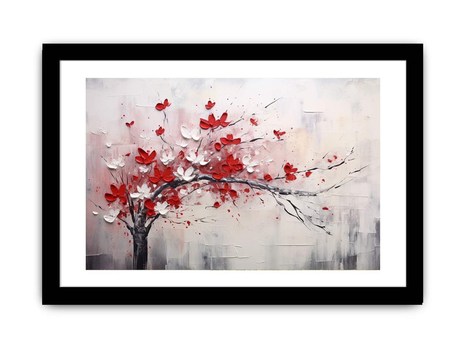 Red White Tree Abstract
