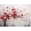 Red White Tree Abstract