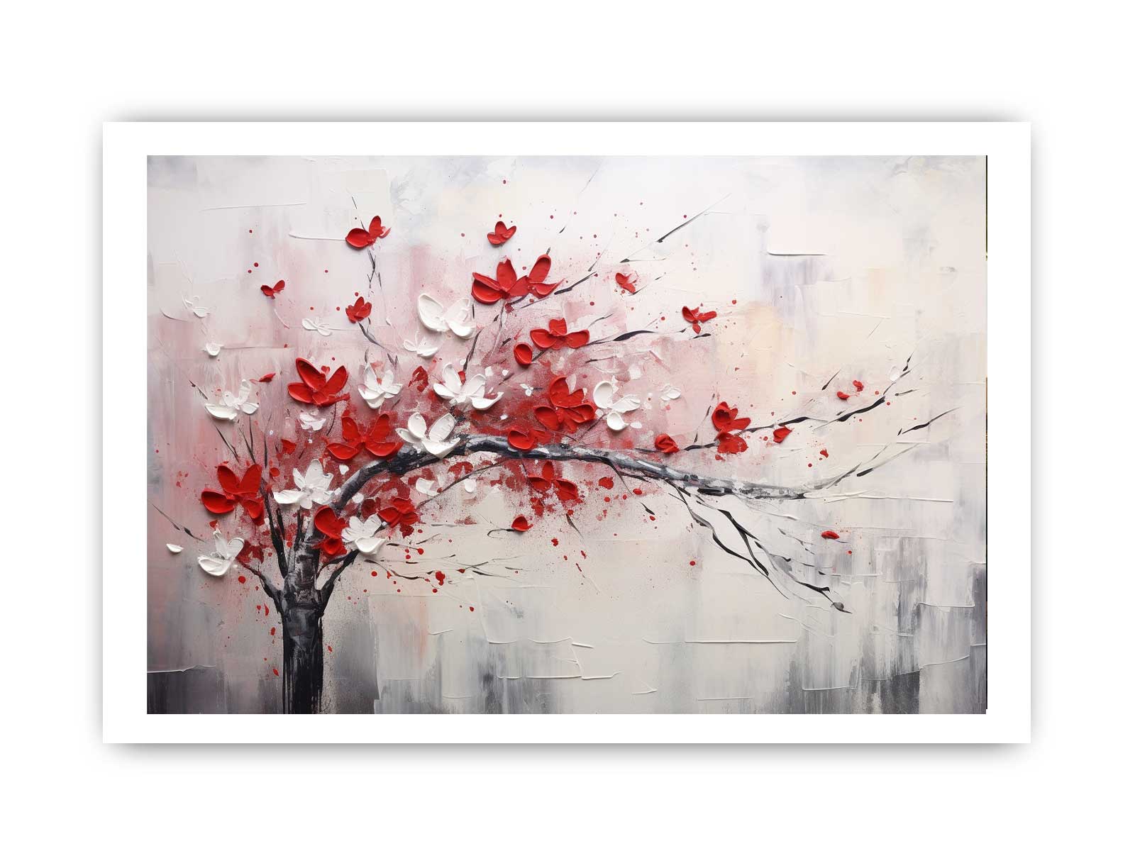 Red White Tree Abstract