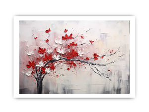 Red White Tree Abstract