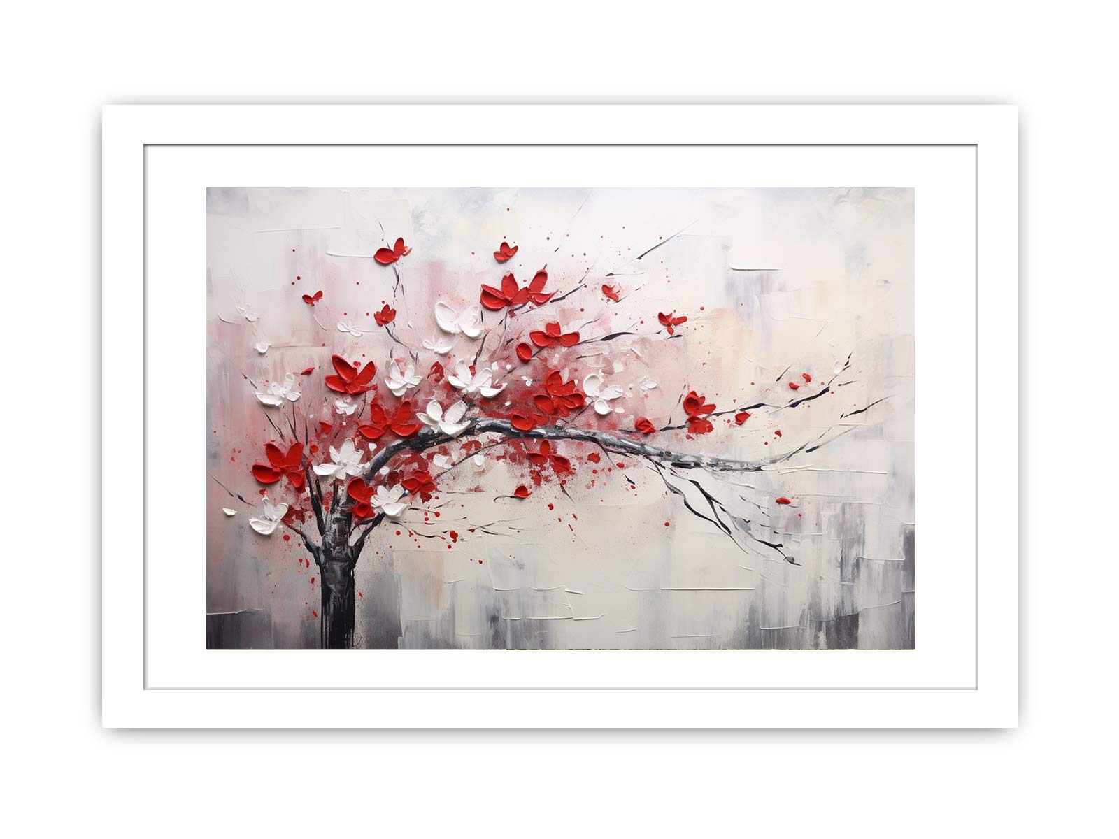 Red White Tree Abstract