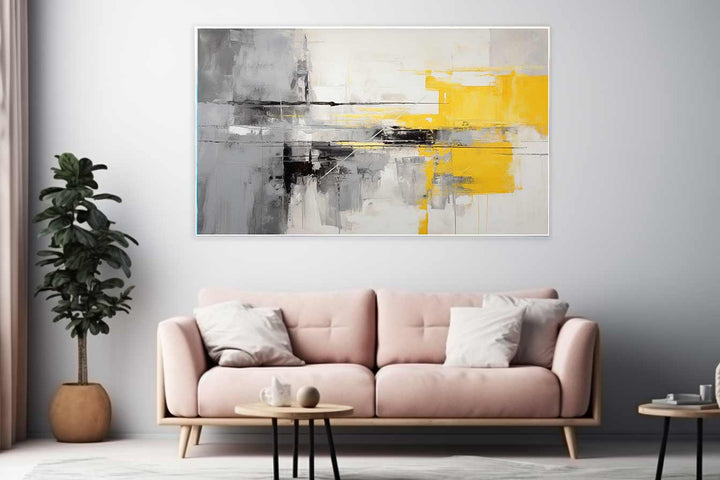 Grey Yellow  Art Painting  