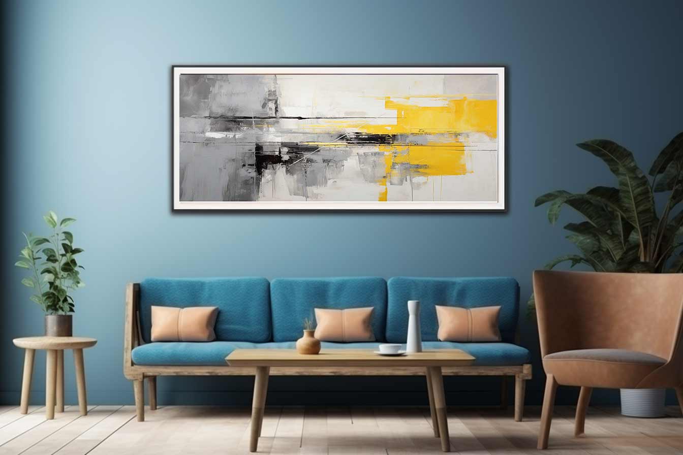 Grey Yellow  Abstract