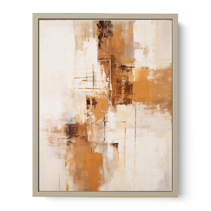 Brown White Art Painting  Framed Print