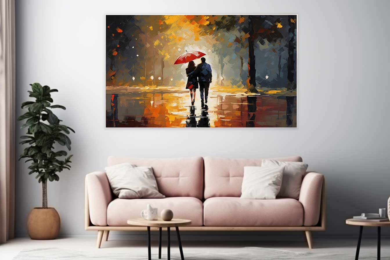 Couple Under Umbrella  Art