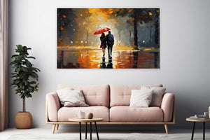 Couple Under Umbrella  Art