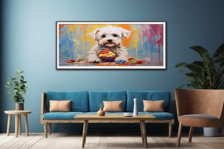 Dog Cupcake Modern Art Painting  