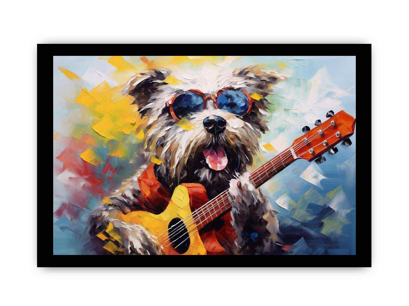 Dog Playing Guitar Modern Art