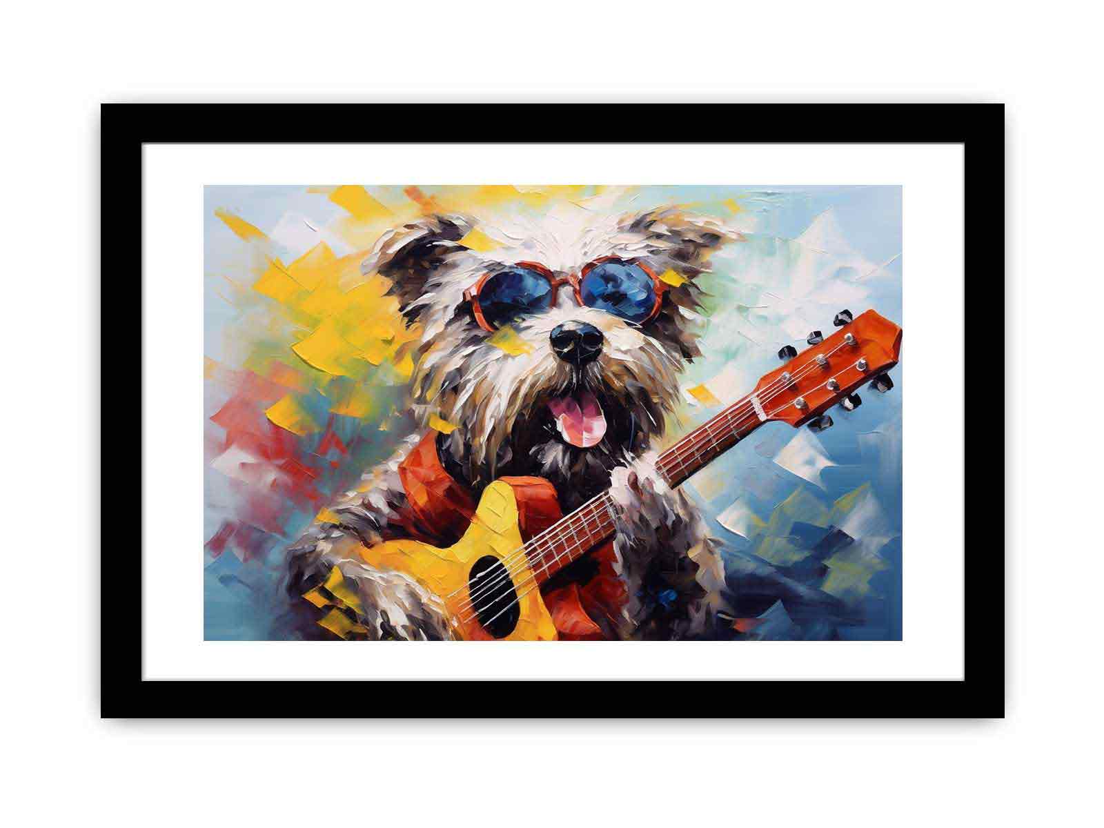Dog Playing Guitar Modern Art
