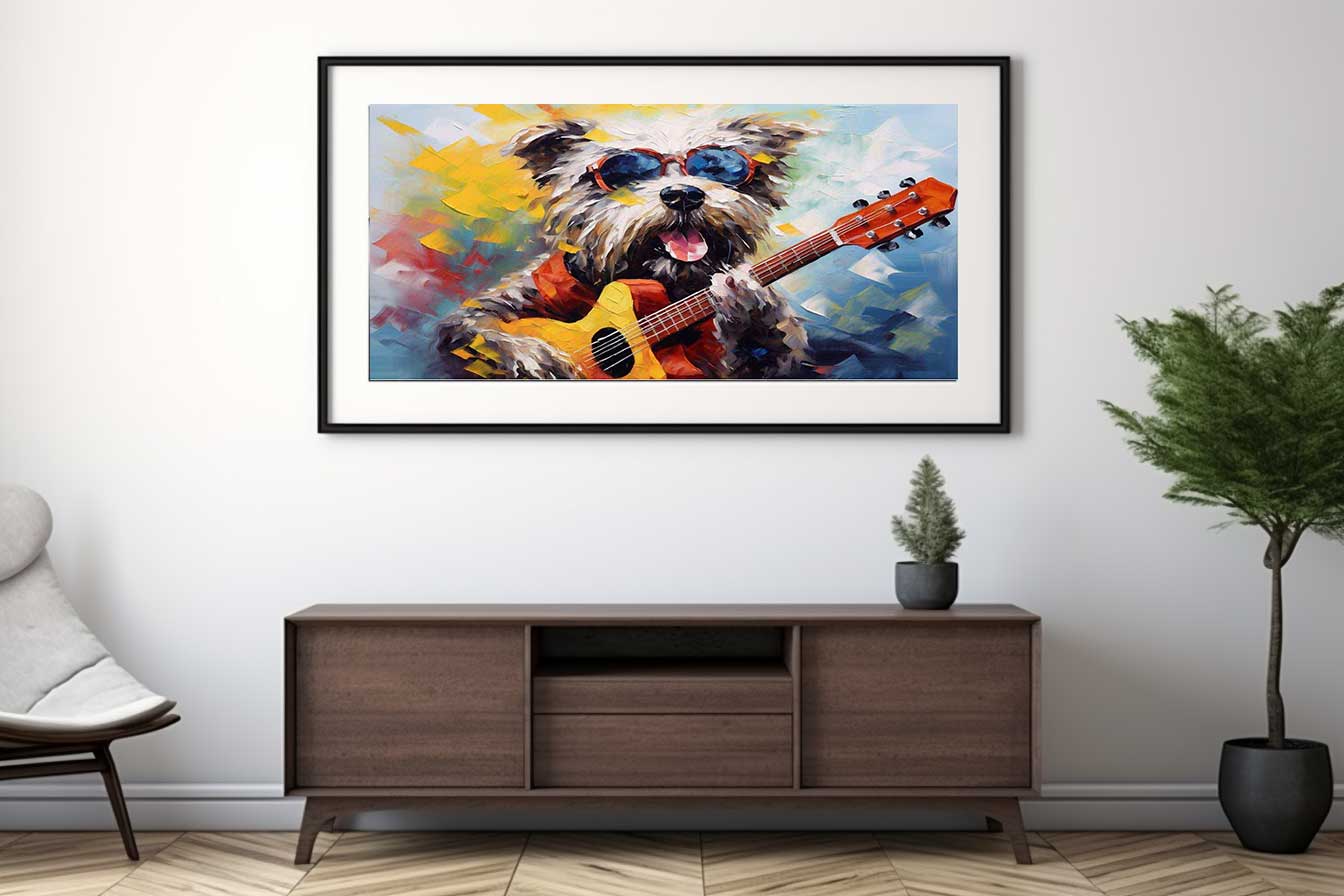 Dog Playing Guitar Modern Art