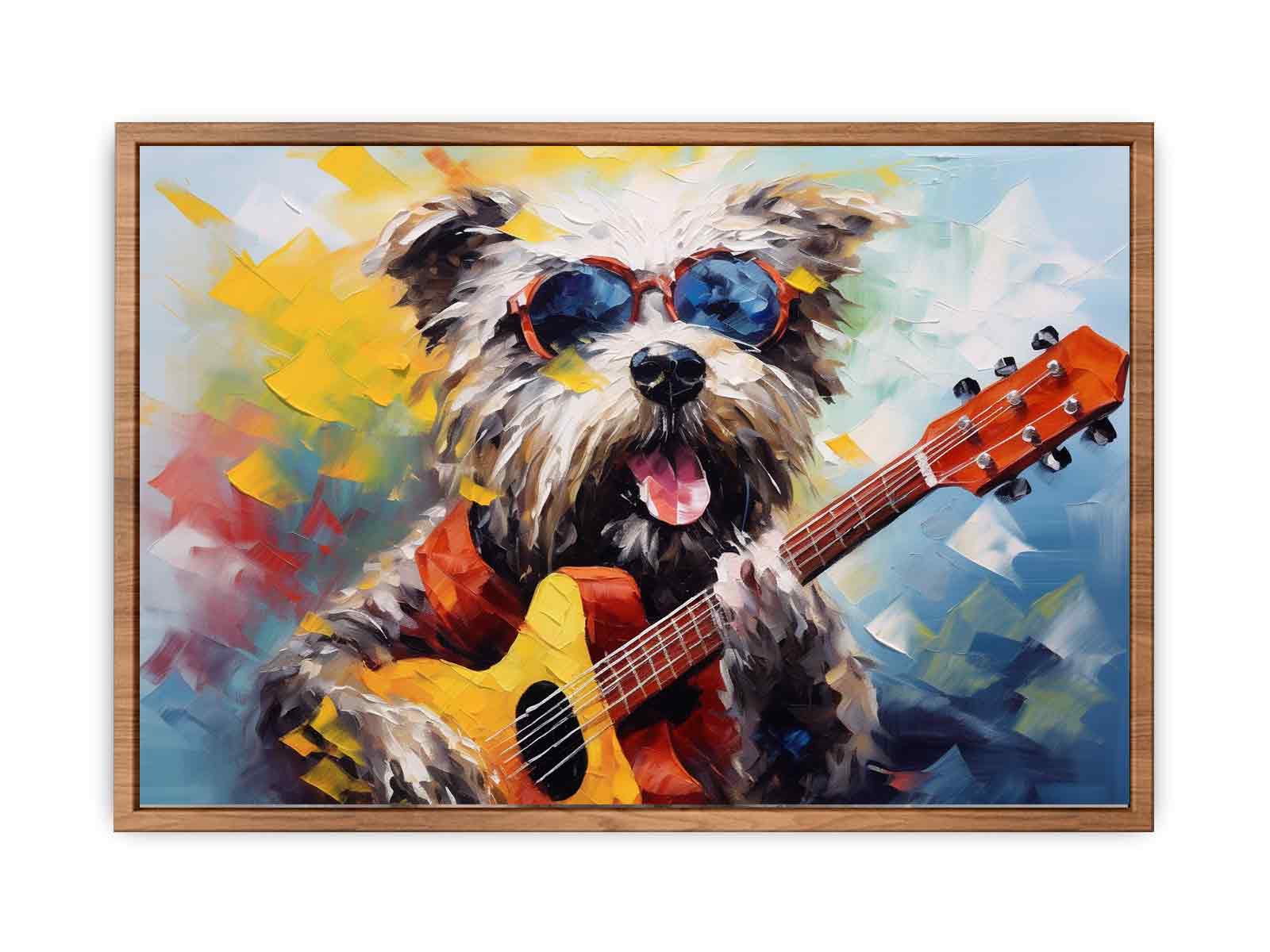 Dog Playing Guitar Modern Art