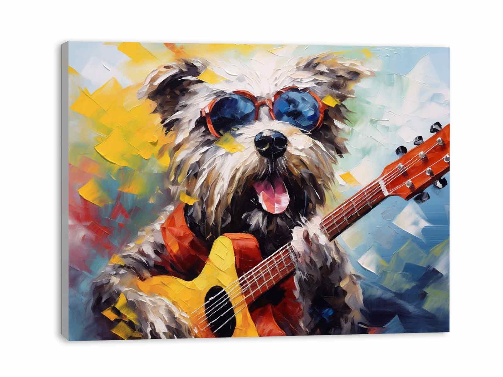 Dog Playing Guitar Modern Art