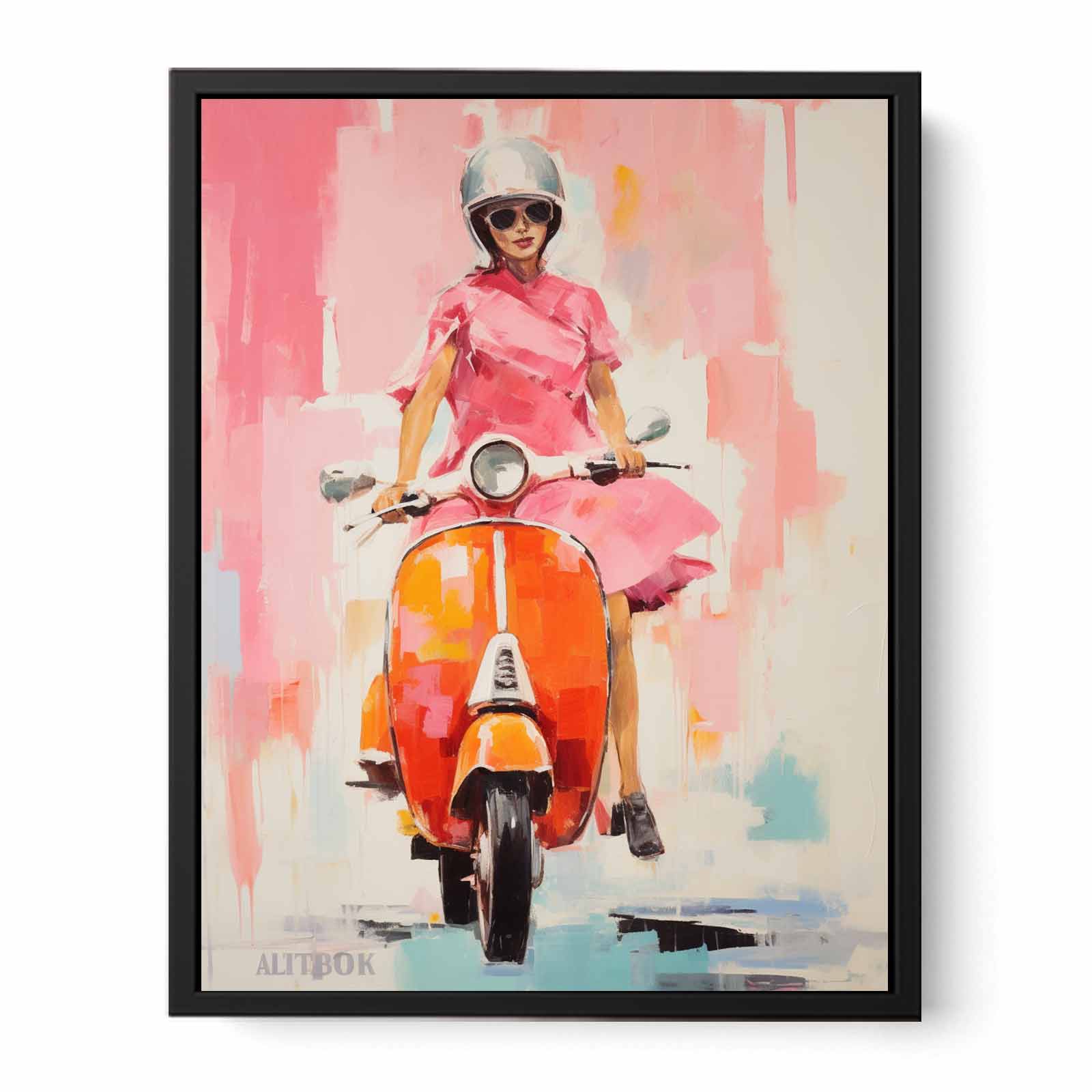 Modern Scooter Lady Art Painting