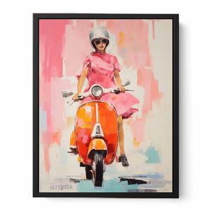 Modern Scooter Lady Art Painting