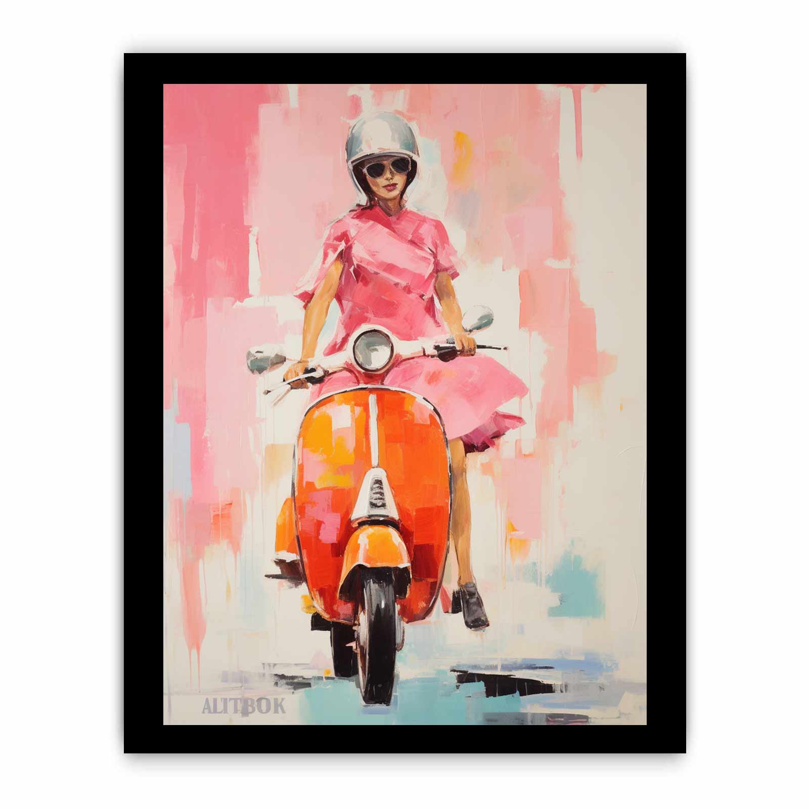 Modern Scooter Lady Art Painting