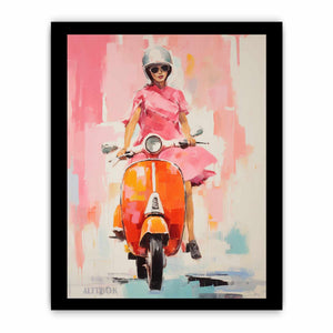 Modern Scooter Lady Art Painting