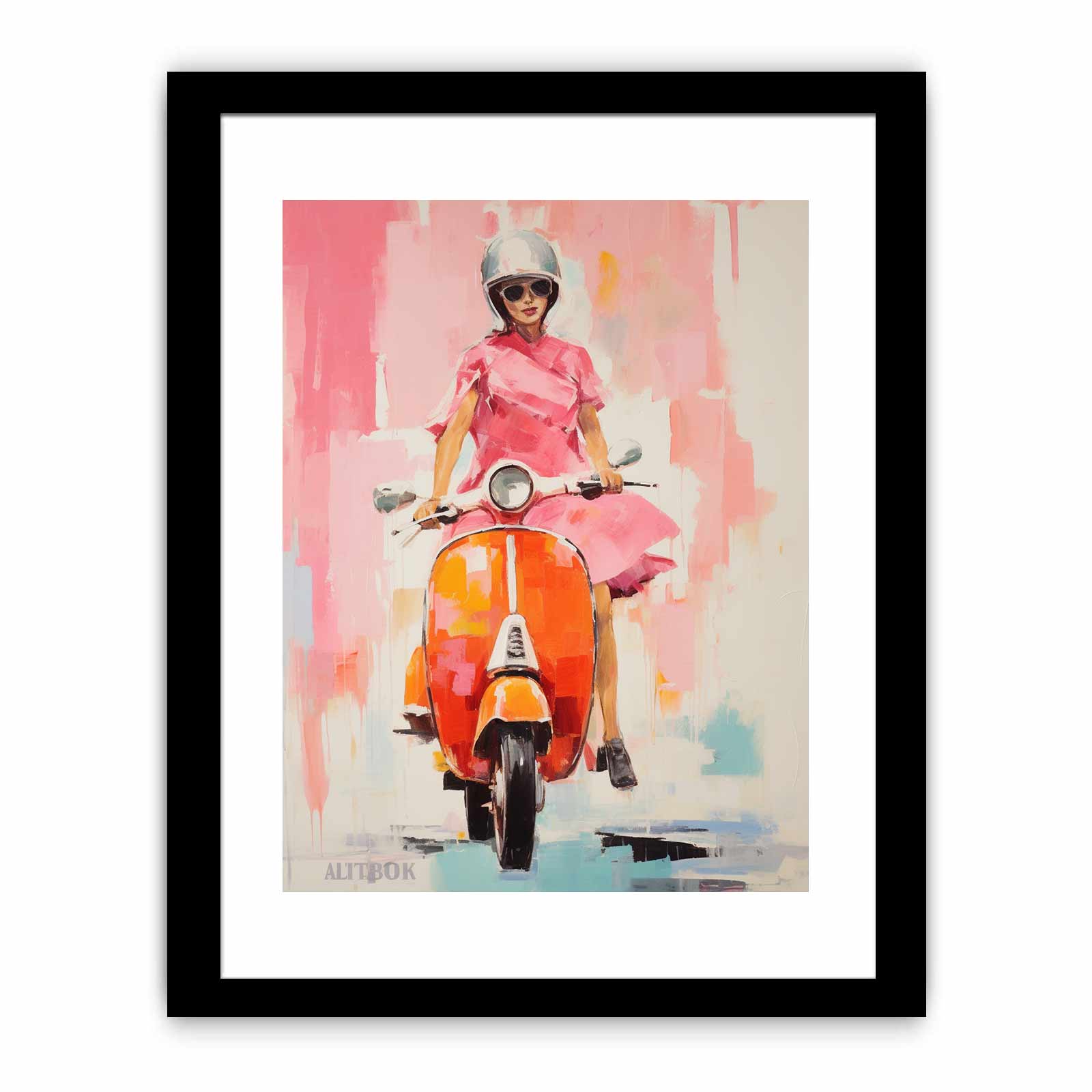 Modern Scooter Lady Art Painting