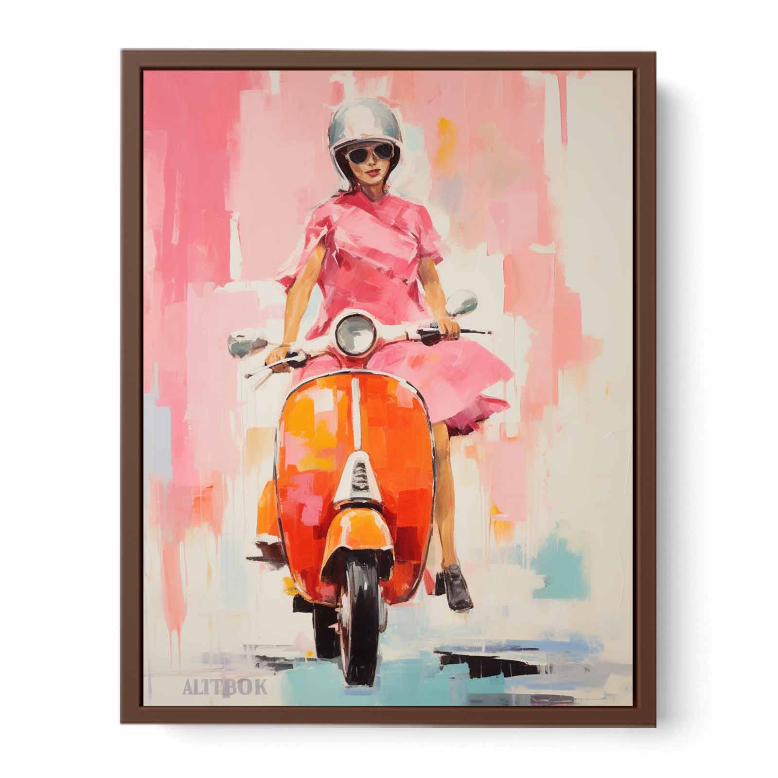 Modern Scooter Lady Art Painting