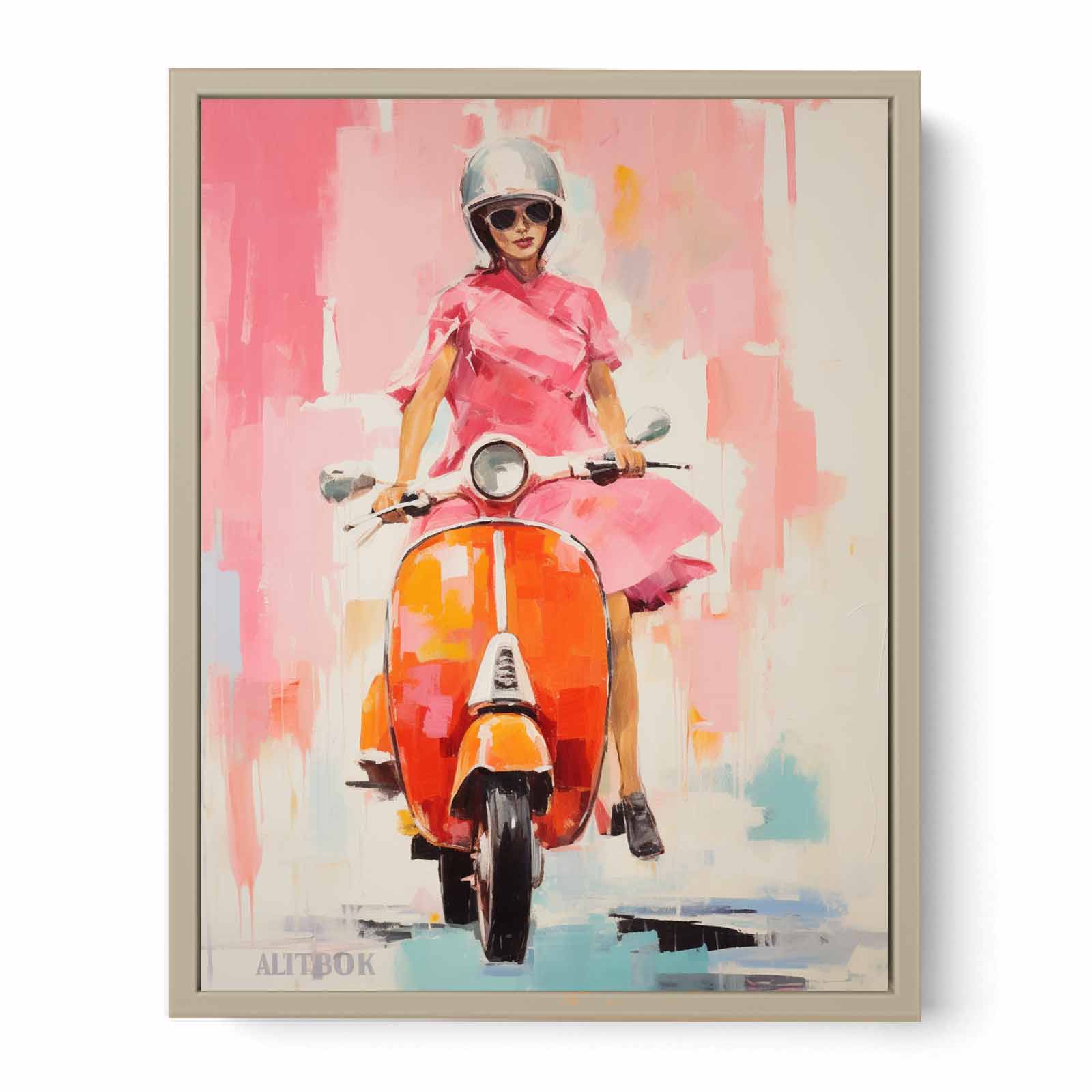 Modern Scooter Lady Art Painting