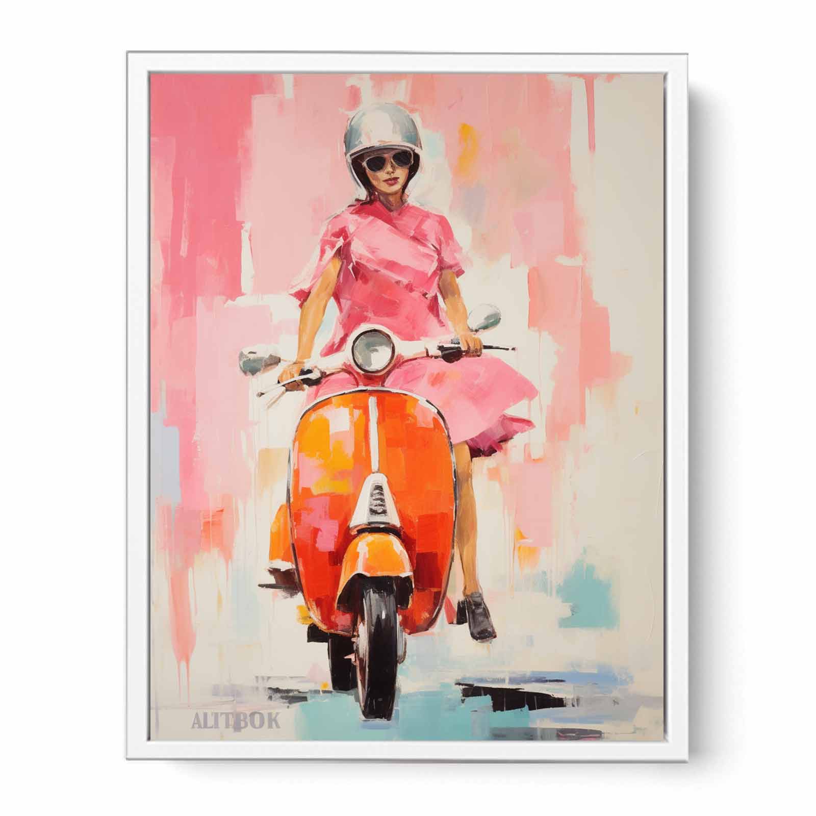 Modern Scooter Lady Art Painting