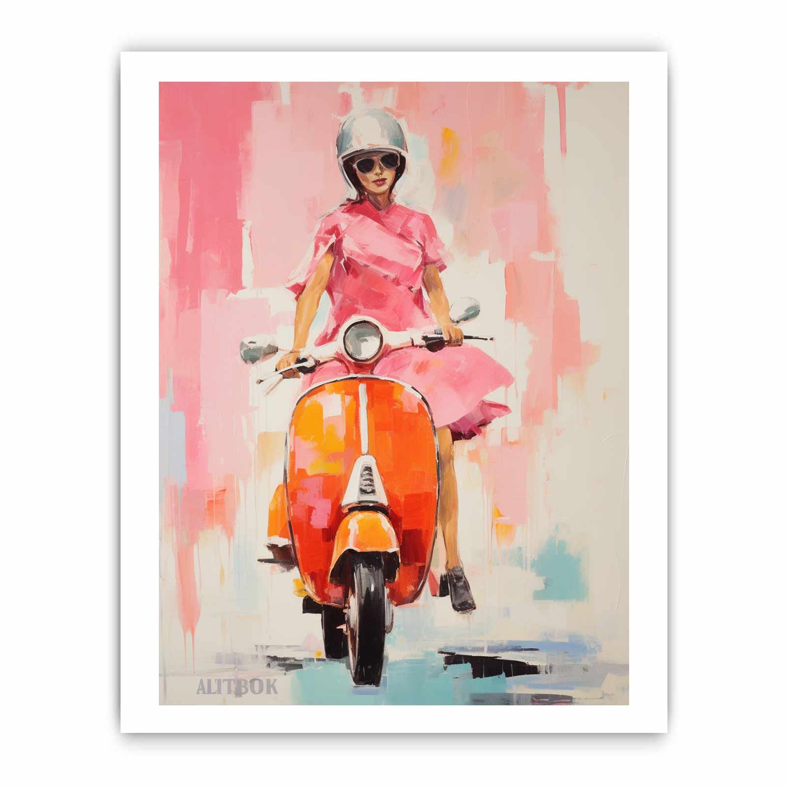 Modern Scooter Lady Art Painting