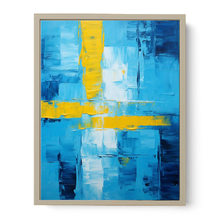 Abstract Blue Yellow Knife Art Painting