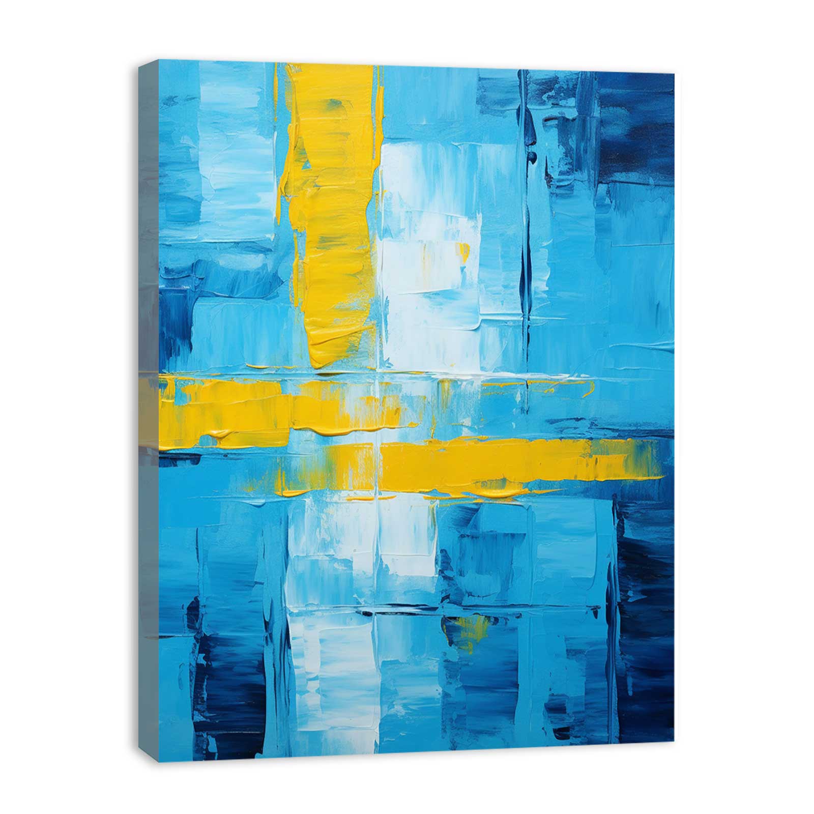Abstract Blue Yellow Knife Art Painting