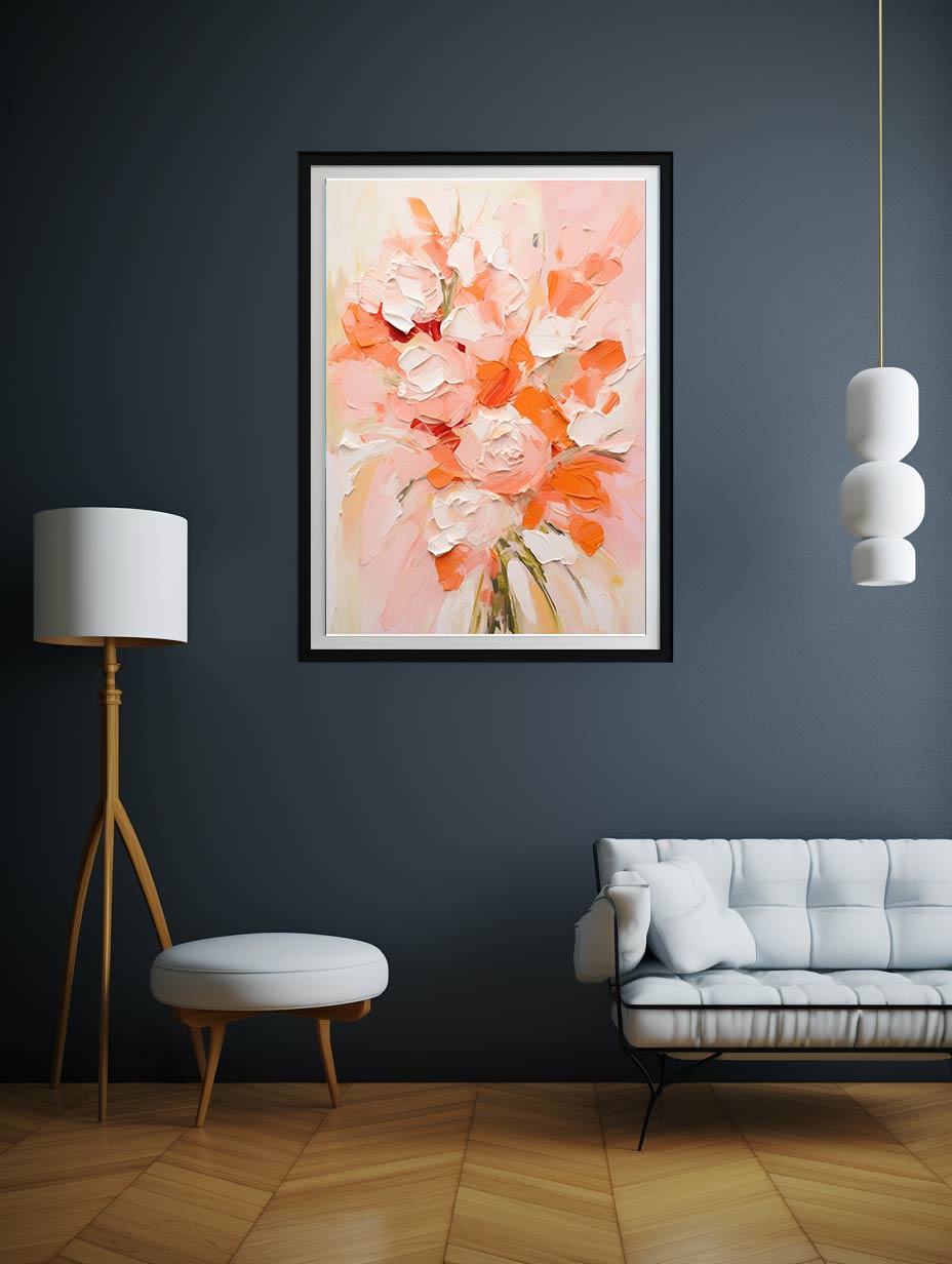 Peach Abstract  Roses  Painting