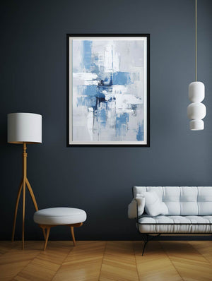 Abstract Grey Blue Painting