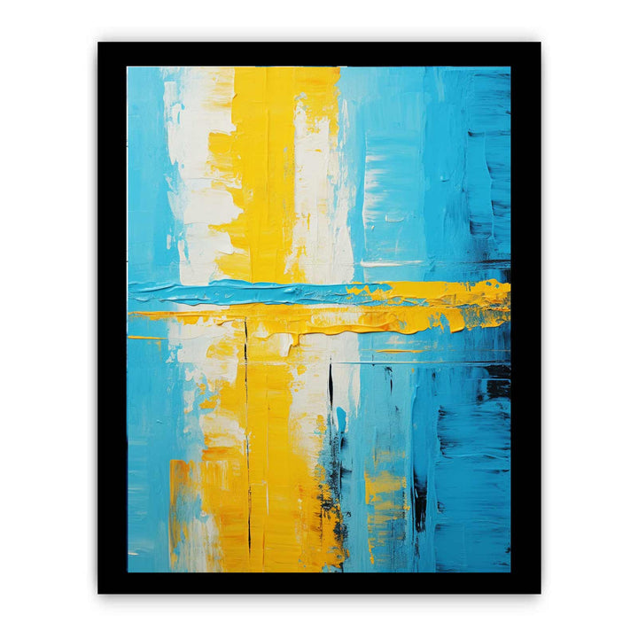 Abstract Knife Art Blue Yellow Painting