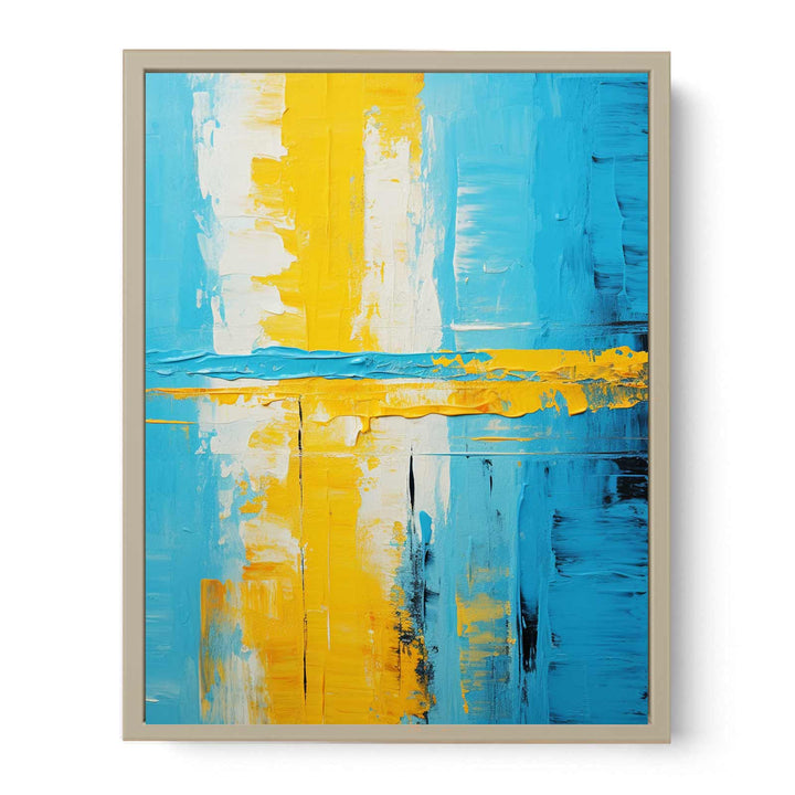 Abstract Knife Art Blue Yellow Painting