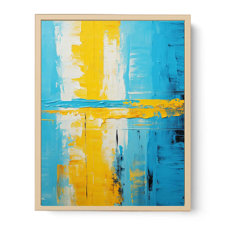 Abstract Knife Art Blue Yellow Painting
