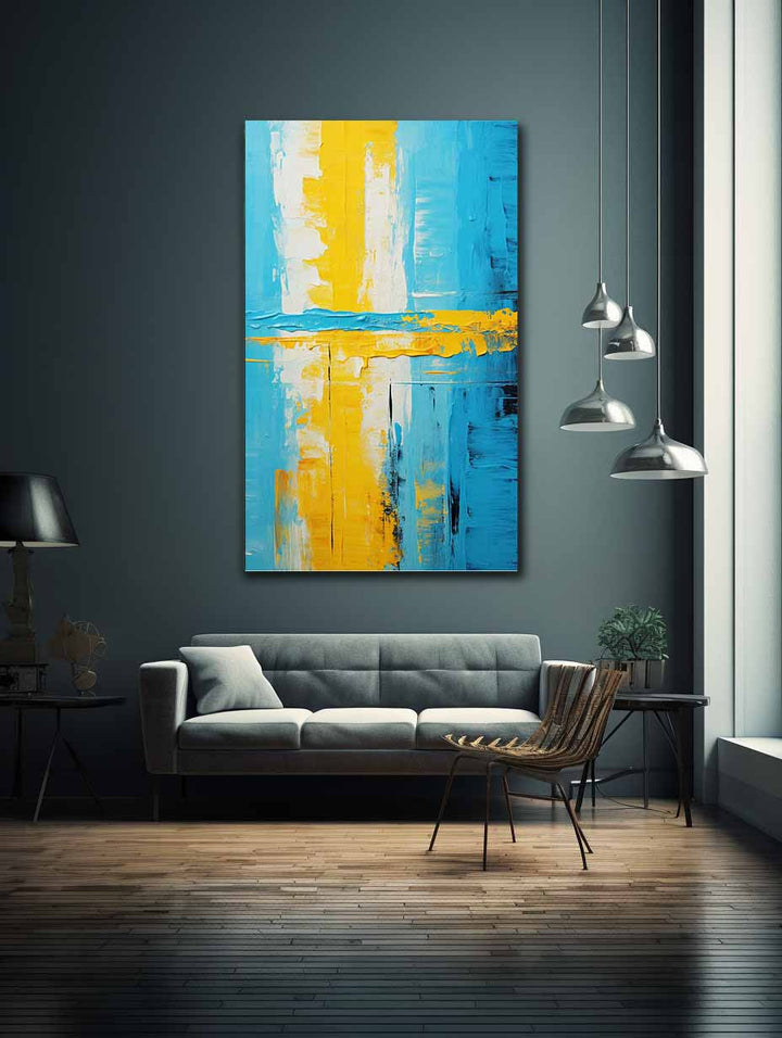 Abstract Knife Art Blue Yellow Painting