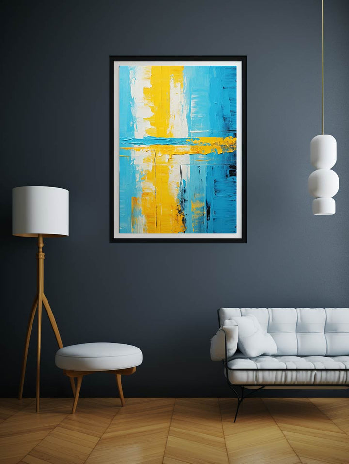 Abstract Knife Art Blue Yellow Painting