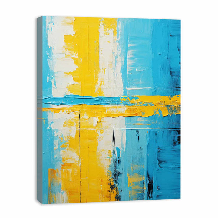 Abstract Knife Art Blue Yellow Painting