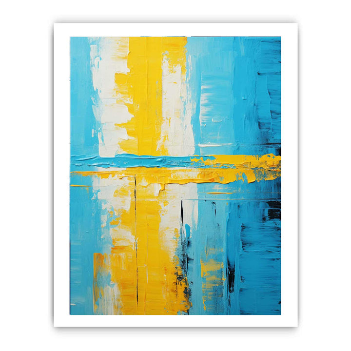Abstract Knife Art Blue Yellow Painting