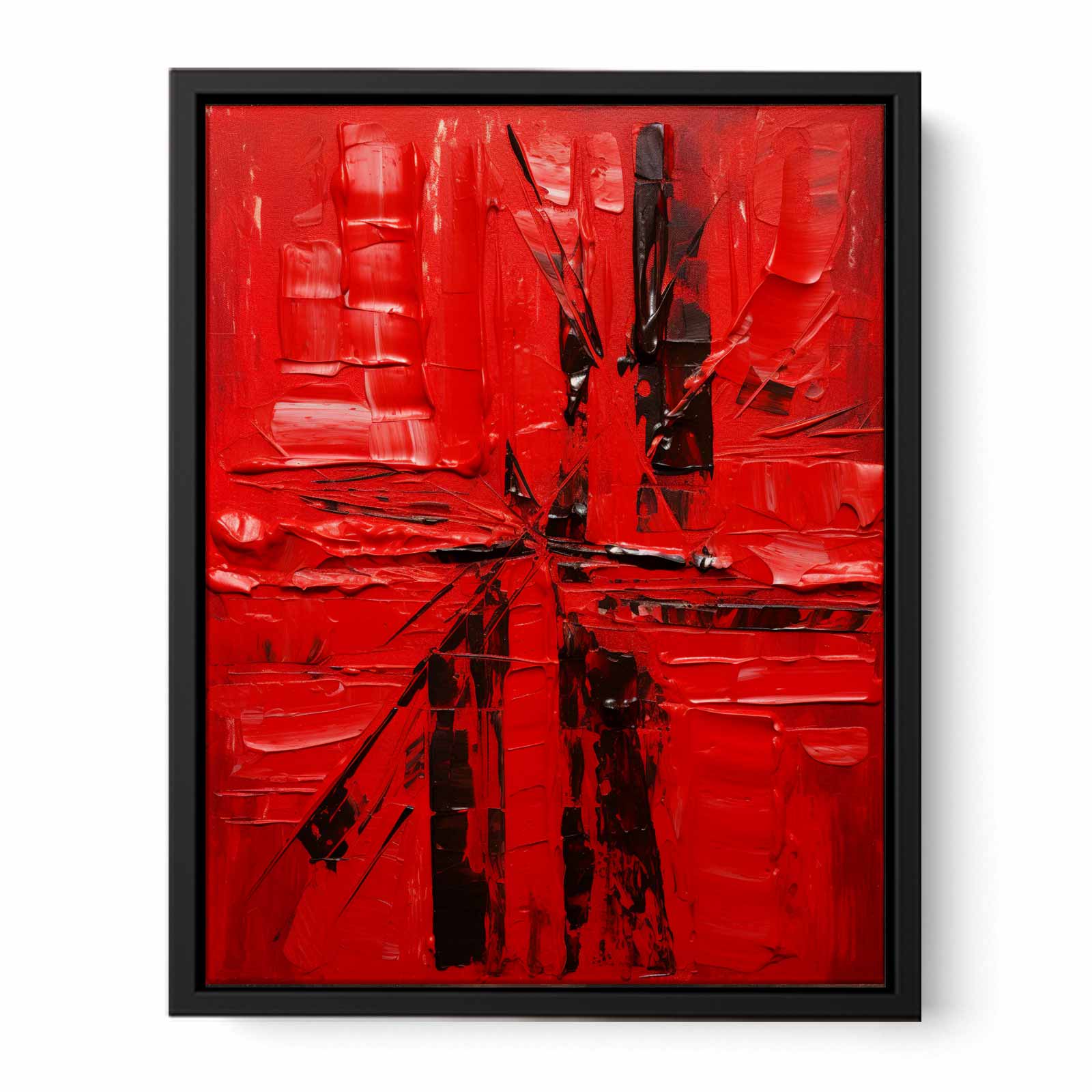Red Abstract  Knife Art Painting