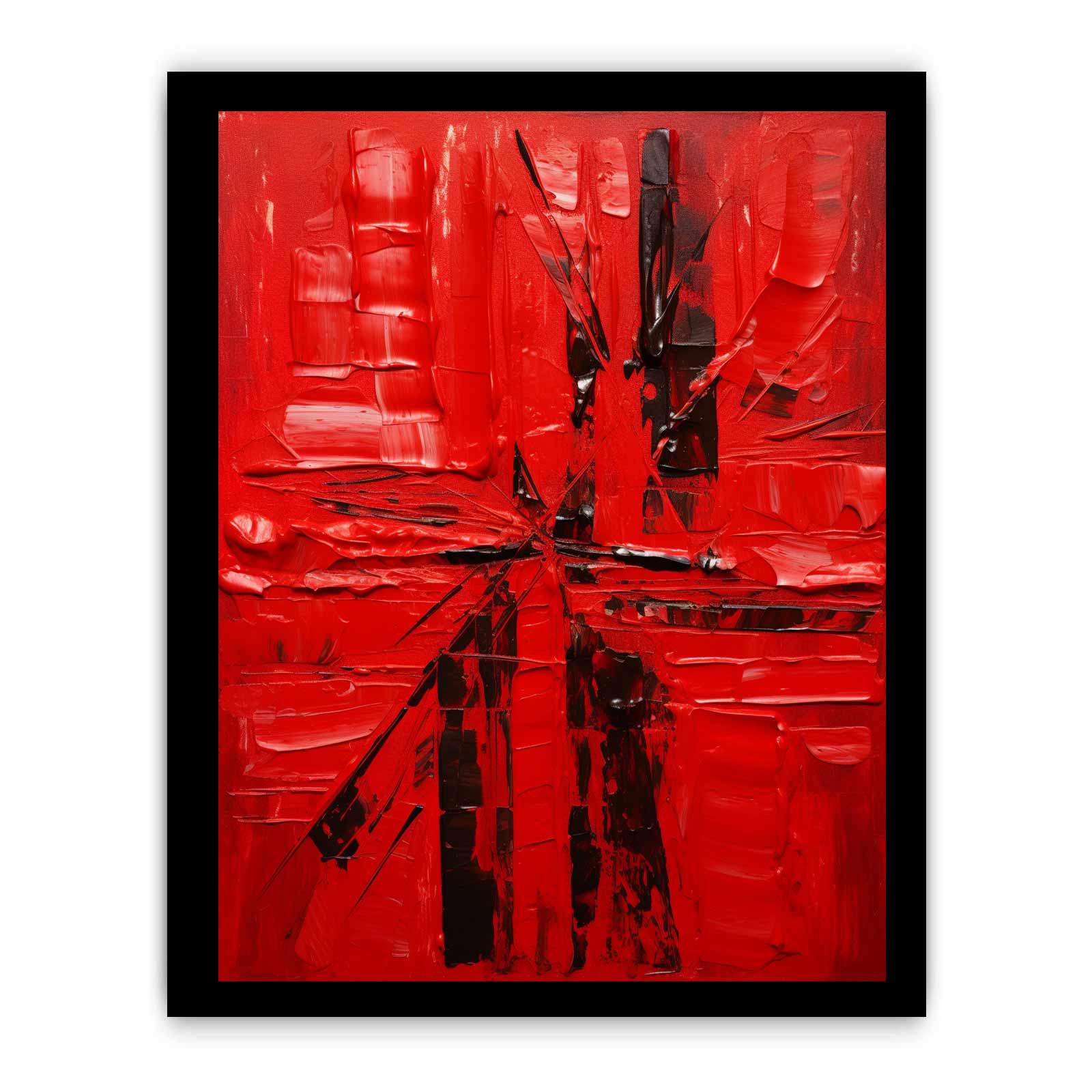 Red Abstract  Knife Art Painting