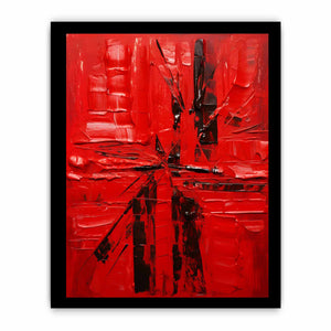 Red Abstract  Knife Art Painting