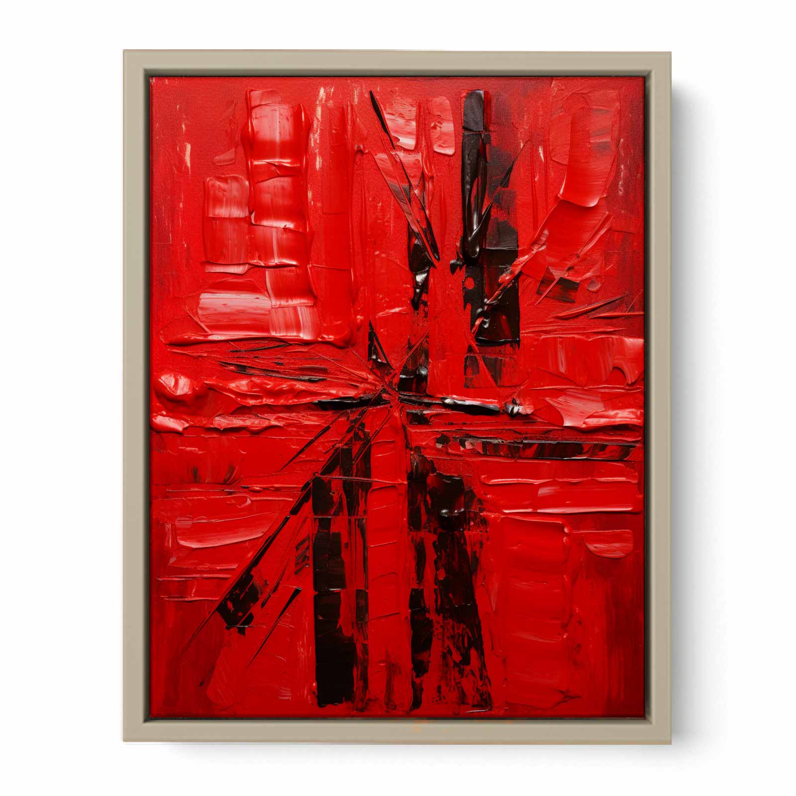 Red Abstract  Knife Art Painting