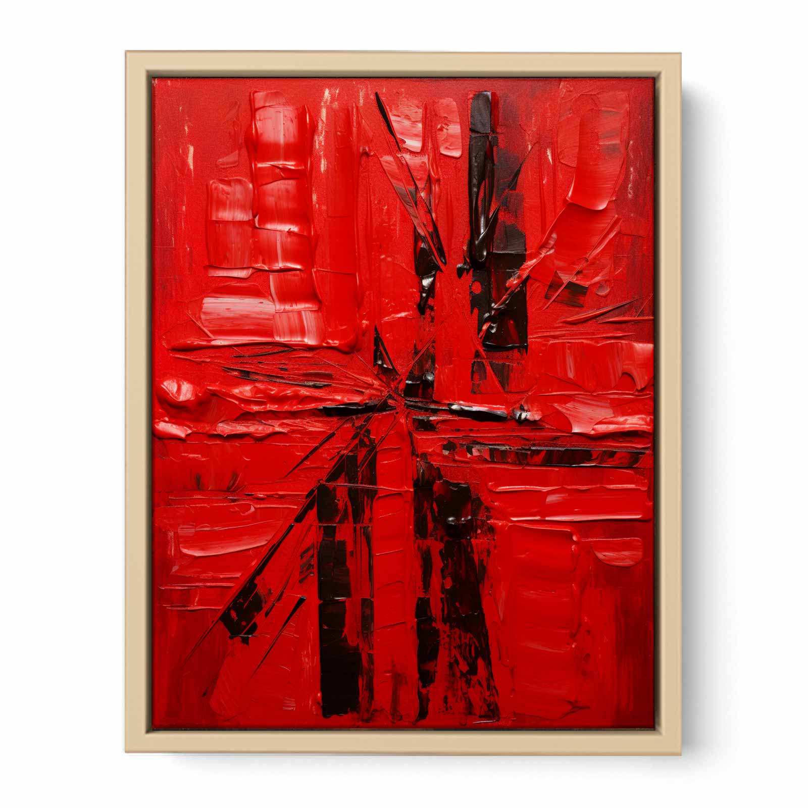 Red Abstract  Knife Art Painting