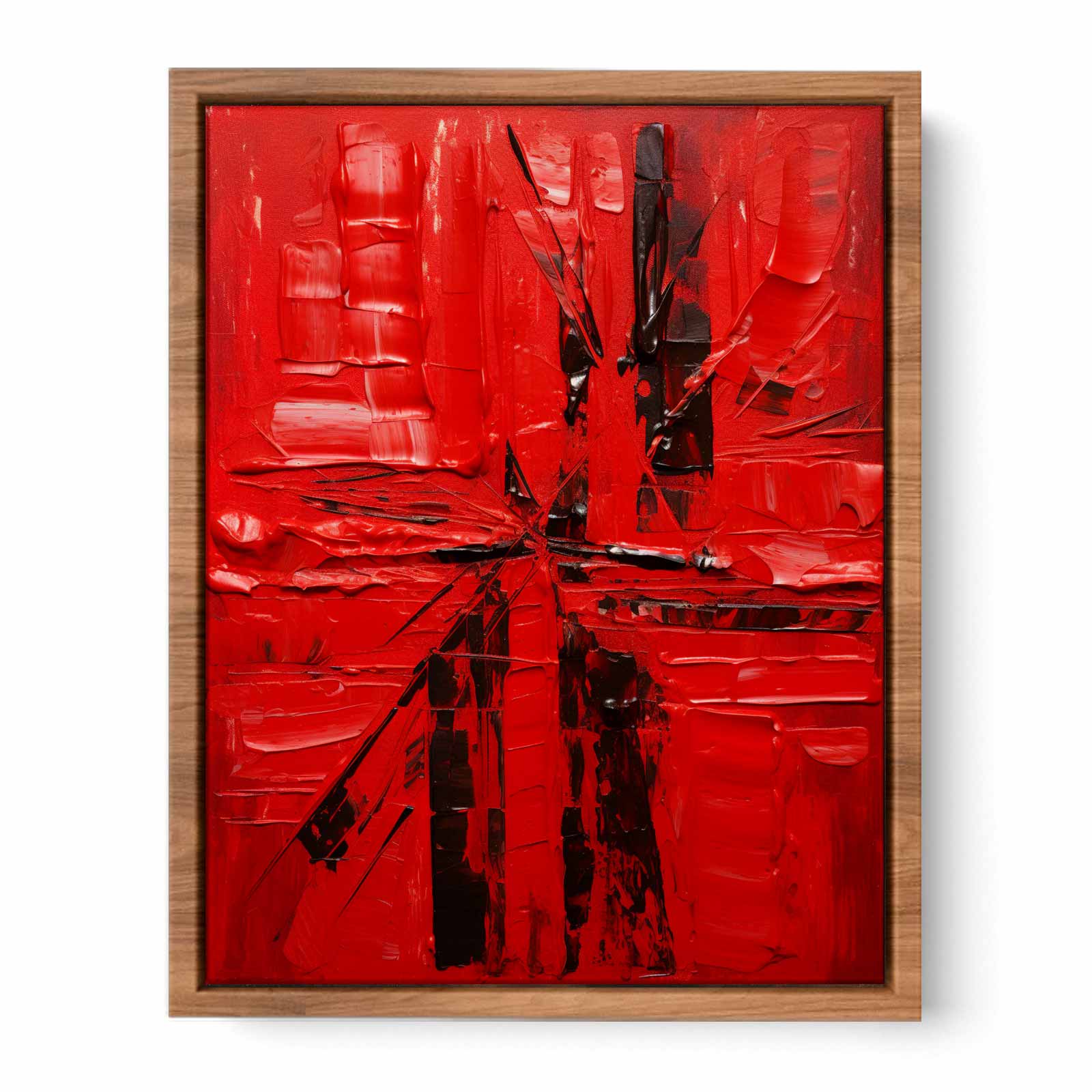 Red Abstract  Knife Art Painting