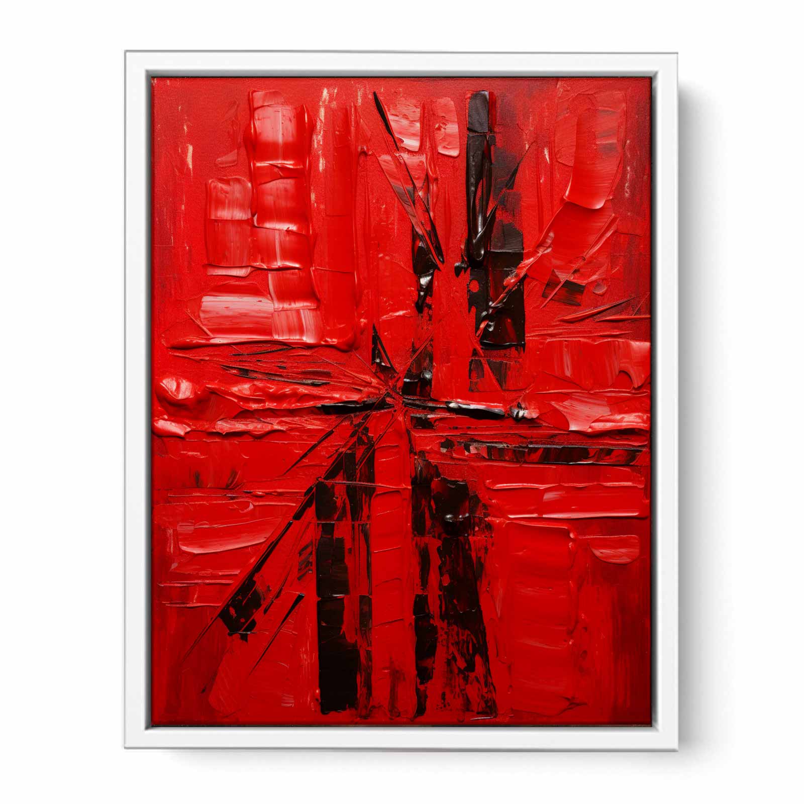 Red Abstract  Knife Art Painting