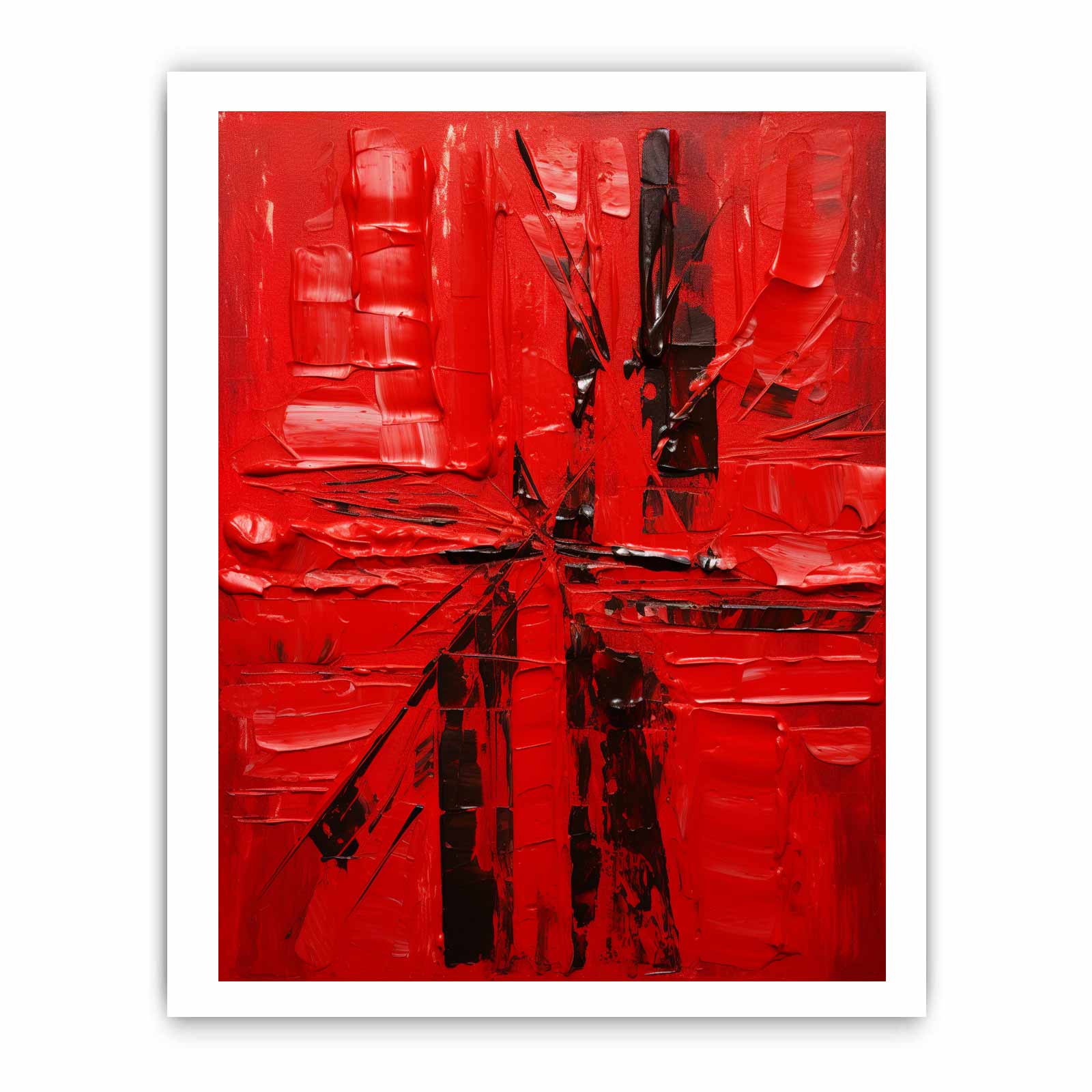 Red Abstract  Knife Art Painting