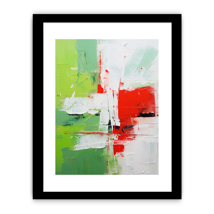 Abstract Painting Green Red