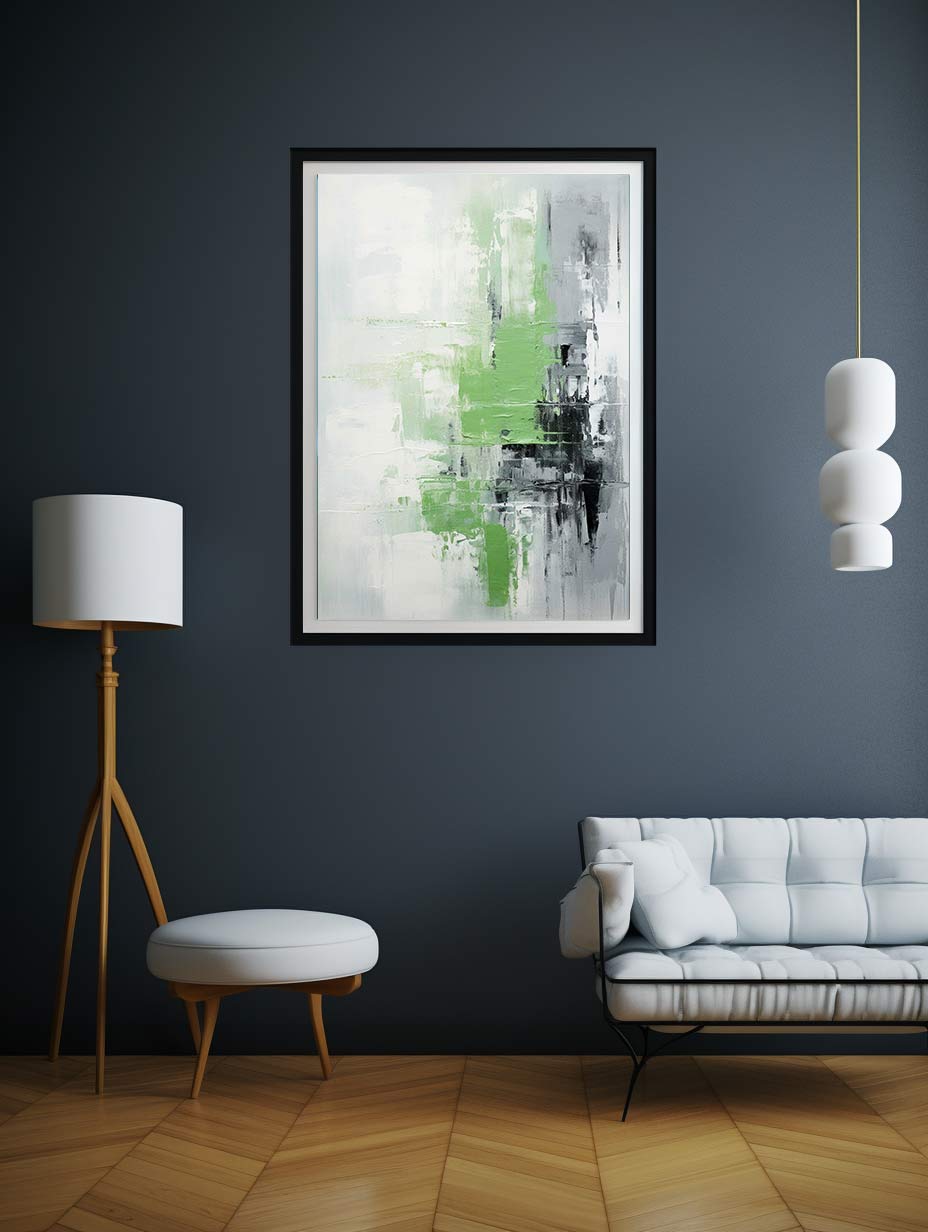 Green Grey Abstract  Painting